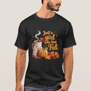 Autumn Girl Cosy Fall Pumpkin Candle Coffee Leaves T-Shirt