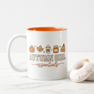 Autumn Girl Essentials, Cute Fall Pumpkin Two-Tone Coffee Mug