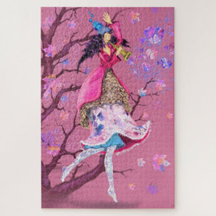 Autumn Girl Joy Vintage Drawing Fantasy Fairytale Jigsaw Puzzle