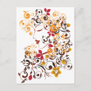 Autumn Girl with Floral 8 Postcard