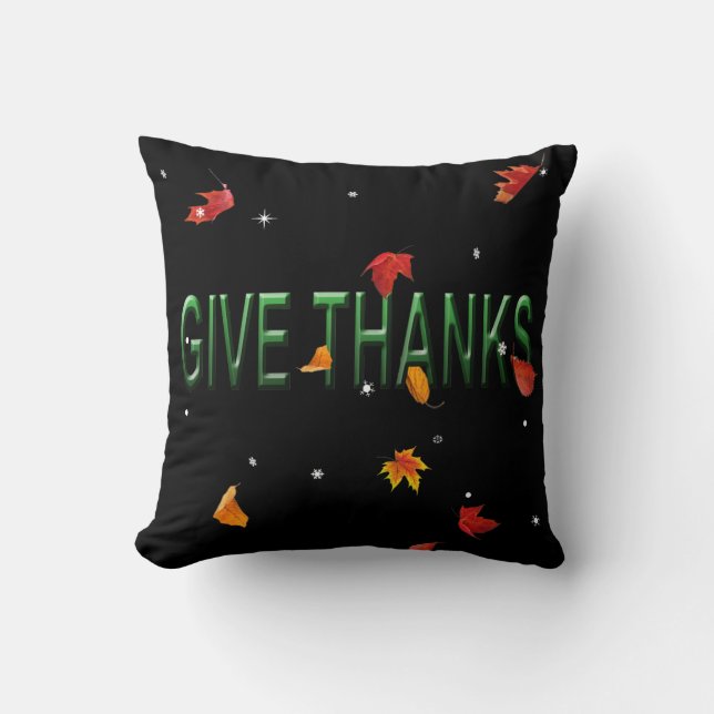 Autumn-Give Thanks Throw Pillow (Front)