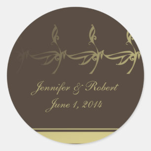 Autumn Glamour in Chocolate Brown and Gold Classic Round Sticker
