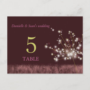 Autumn Glitter Dandelion Wedding Table Numbers Postcard