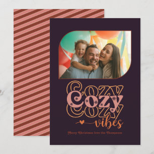 Autumn Glow Cosy Vibes Only Christmas Photo Holiday Card