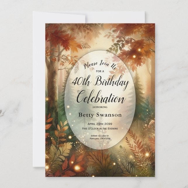 Autumn Glow Enchanted Forest Custom Year Birthday Invitation (Front)