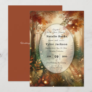 Autumn Glow in the Enchanted Forest Wedding Invitation