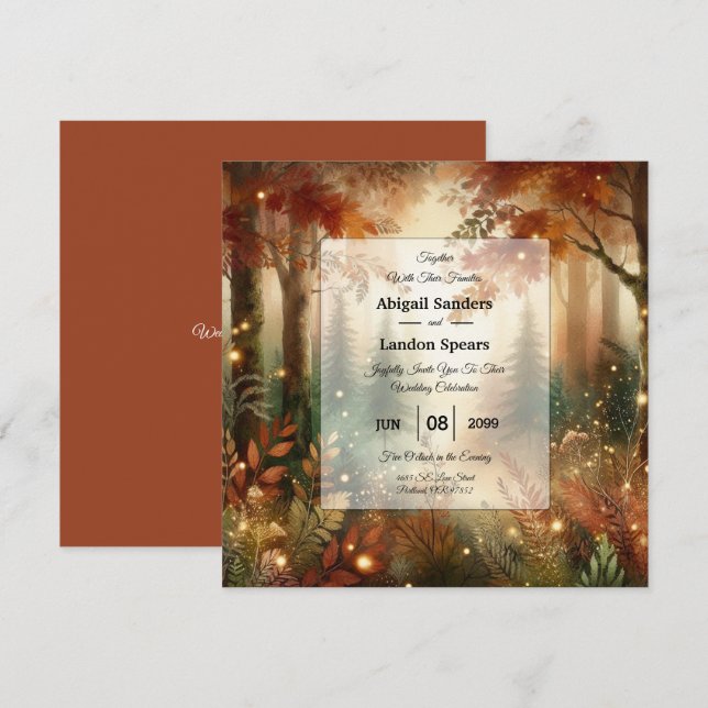 Autumn Glow in the Enchanted Forest Wedding Invitation (Front/Back)