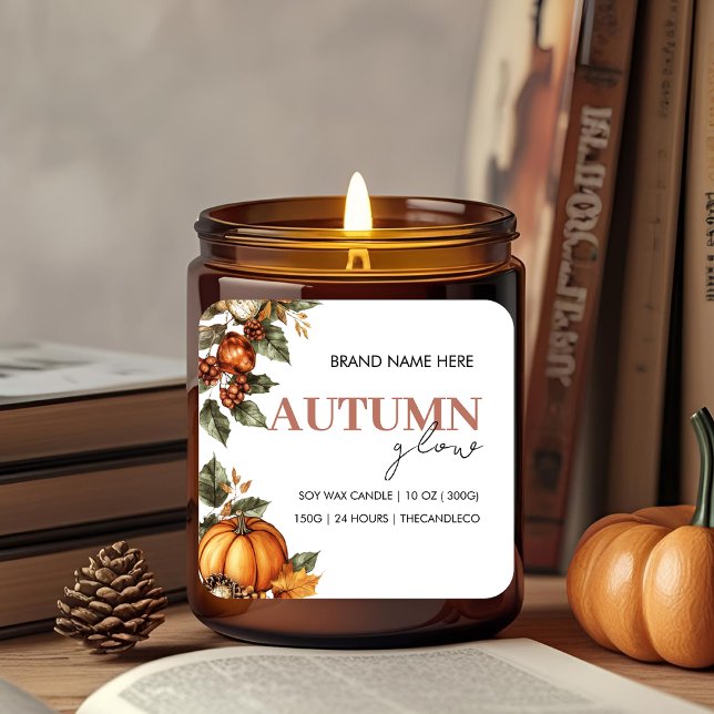 Autumn Glow Pumpkin & Leaves | Cosy Fall  Square Sticker (Creator Uploaded)