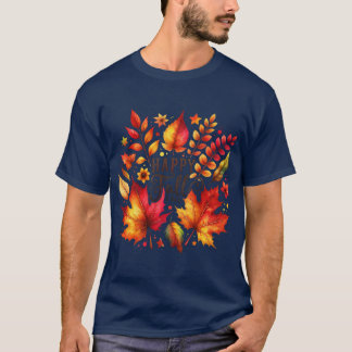 Autumn Glow Watercolor Pumpkins Leaves FallThemed T-Shirt