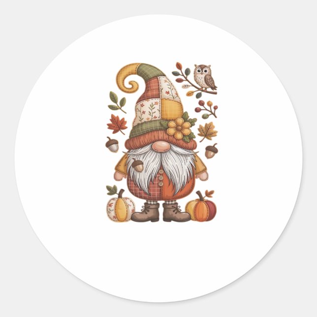 autumn gnome Classic T-Shirt.png Classic Round Sticker (Front)