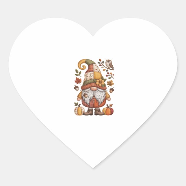 autumn gnome Classic T-Shirt.png Heart Sticker (Front)