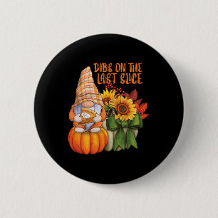 Autumn Gnome Loves Pumpkin Pie Dessert And Fall Fo 6 Cm Round Badge