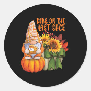 Autumn Gnome Loves Pumpkin Pie Dessert And Fall Fo Classic Round Sticker