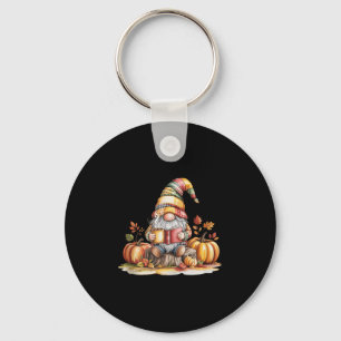 Autumn Gnome Reading Book With Pumpkins Fall Tank Key Ring