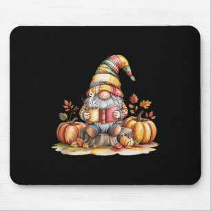 Autumn Gnome Reading Book With Pumpkins Fall Tank Mouse Mat