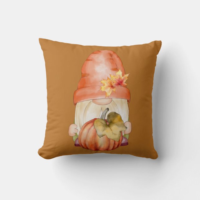 Autumn Gnome With Pumpkin  Cushion (Front)