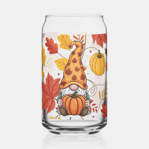 Autumn Gnome with Pumpkin Iced Coffee Glass