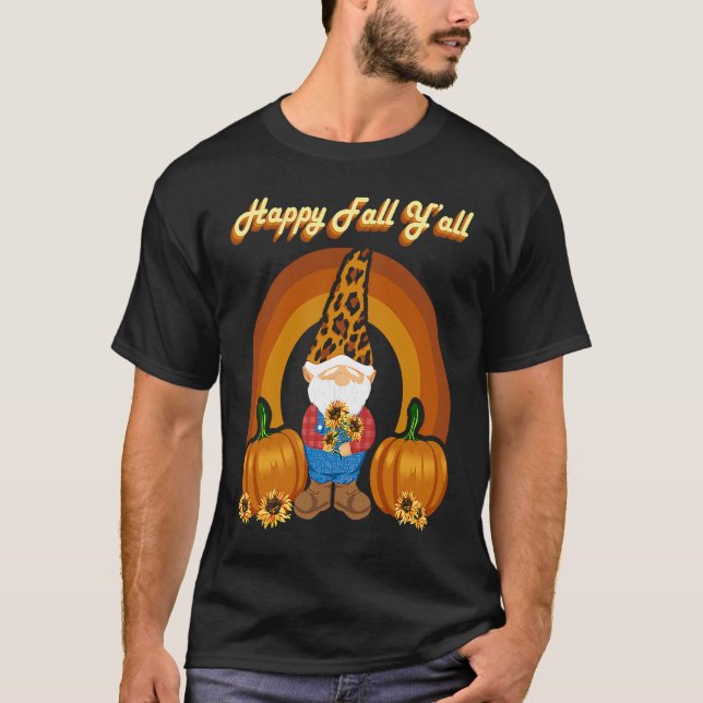 Autumn Gnomes Dwarf Spring Fall Leopard Print Pump T-Shirt (Front)