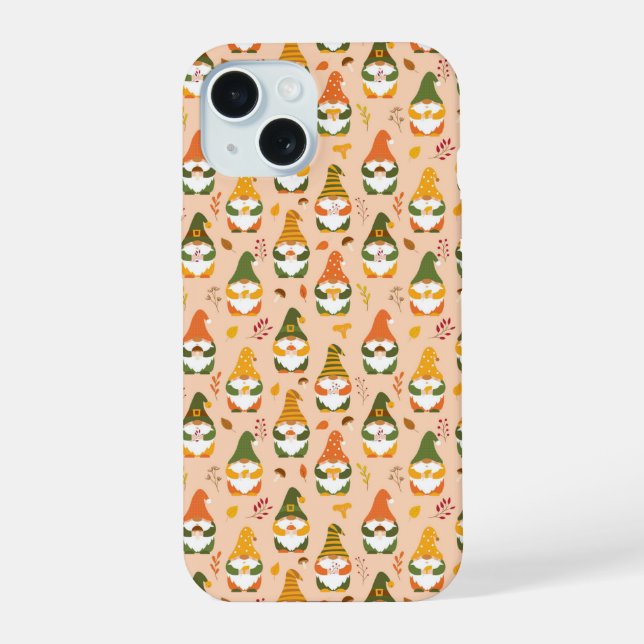 Autumn Gnomes in the Forest Pattern iPhone 15 Case (Back)