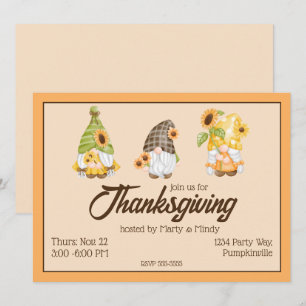 Autumn Gnomes Thanksgiving Invitation