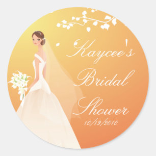 Autumn Gold Bride Bridal Shower Sticker