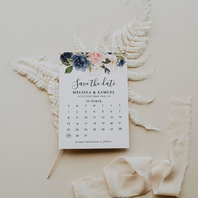 Autumn Gold Floral Save the Date Calendar (Creator Uploaded)