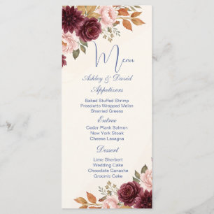 Autumn Gold Floral Wedding Menu