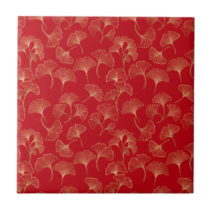 Autumn Gold Ginkgo in Red for Cosy Living Tile