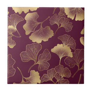 Autumn Gold Ginkgo Leaf Pattern Tile