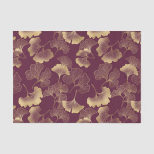 Autumn Gold Ginkgo Leaf Pattern Tissue Paper