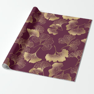 Autumn Gold Ginkgo Leaf Pattern Wrapping Paper