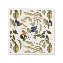 Autumn Gold Leaves & Blue Berries