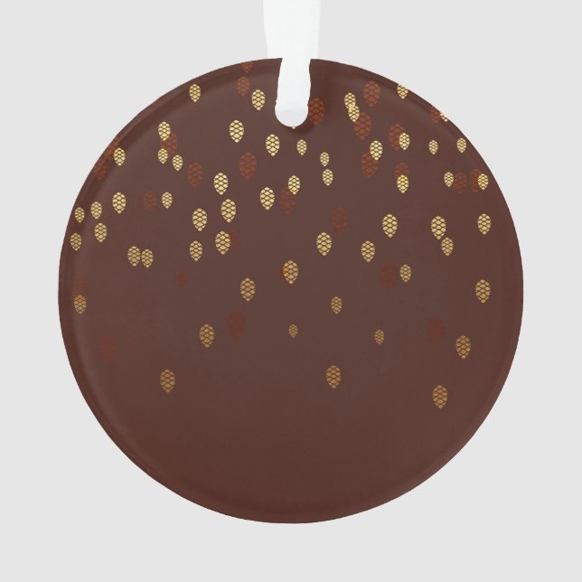 Autumn Gold Leaves/Pinecone Pattern Ornament (Back)