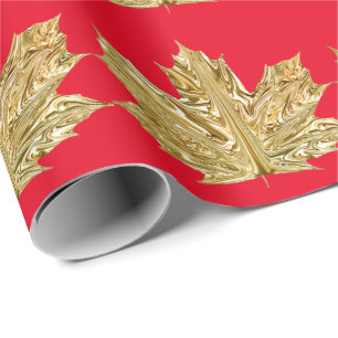 Autumn Gold maple leaf fall red winter Wrapping Paper