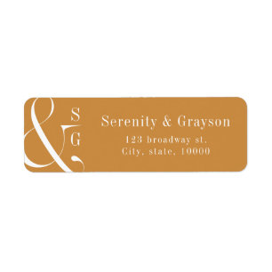Autumn gold modern minimalist monogram address