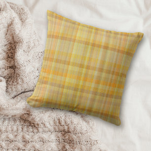 Autumn Gold Plaid Pattern Cushion