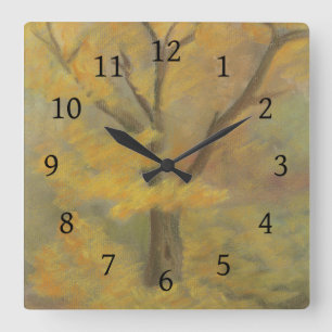Autumn Gold Square Wall Clock