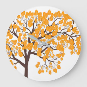 Autumn Gold Tree Wall Clock