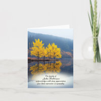 Autumn Gold Trees and Lake Sympathy Thank You