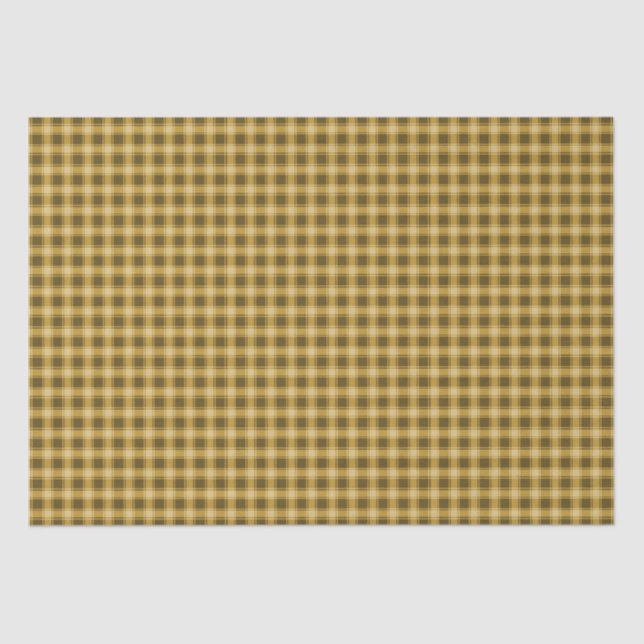 Autumn Golden Brown Gingham  Tissue Paper (Front)