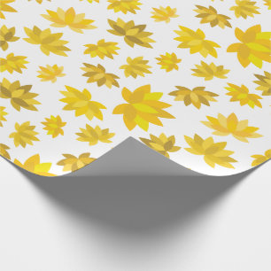 Autumn Golden Flowers Design Fall White Seamless Wrapping Paper