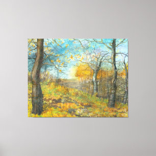 Autumn golden in an oak grove canvas print