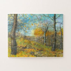 Autumn golden in an oak grove jigsaw puzzle