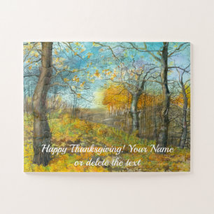 Autumn golden in an oak grove painting watercolor jigsaw puzzle