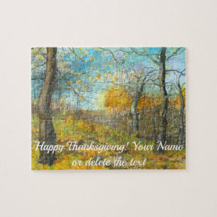 Autumn golden in an oak grove painting watercolor jigsaw puzzle