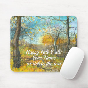 Autumn golden in an oak grove painting watercolor mouse mat