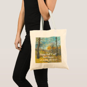 Autumn golden in an oak grove painting watercolor tote bag