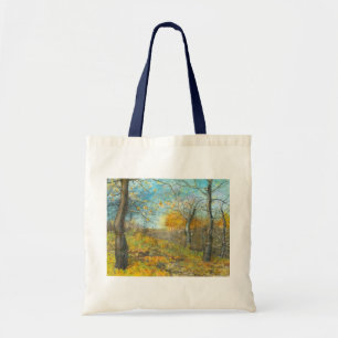 Autumn golden in an oak grove tote bag