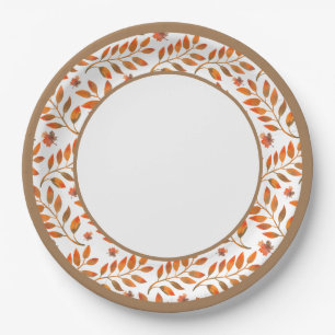 Autumn Golden Leaves Botanical Paper Plate