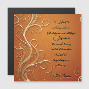 Autumn Golden Tendrils Orange Typography Magnetic 